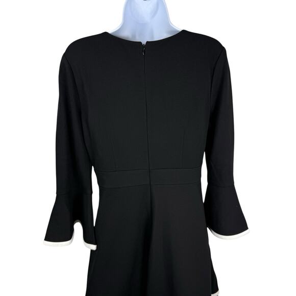 Eliza J Dress Womens 6 Black White Bell Sleeve Ruffled Mini Feminine Romantic - Picture 9 of 14